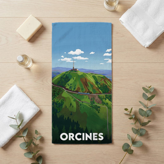 Serviette de bain 30 cm x 60 cm souvenir de Orcines