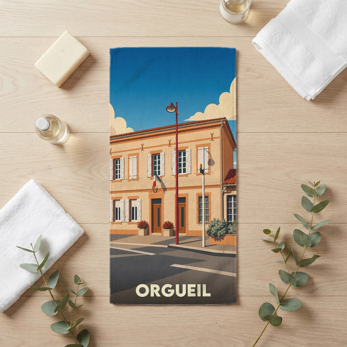 Serviette de bain 30 cm x 60 cm souvenir de Orgueil