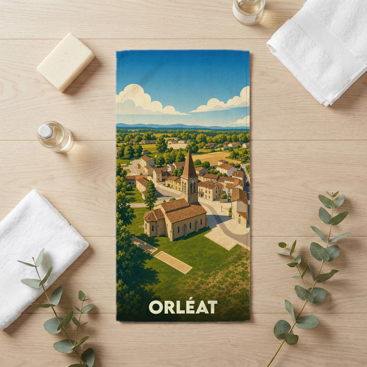 Serviette de bain 30 cm x 60 cm souvenir de Orléat