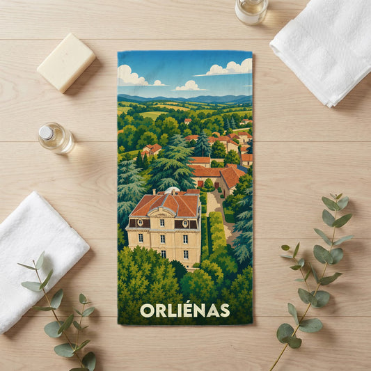 Serviette de bain 30 cm x 60 cm souvenir de Orliénas