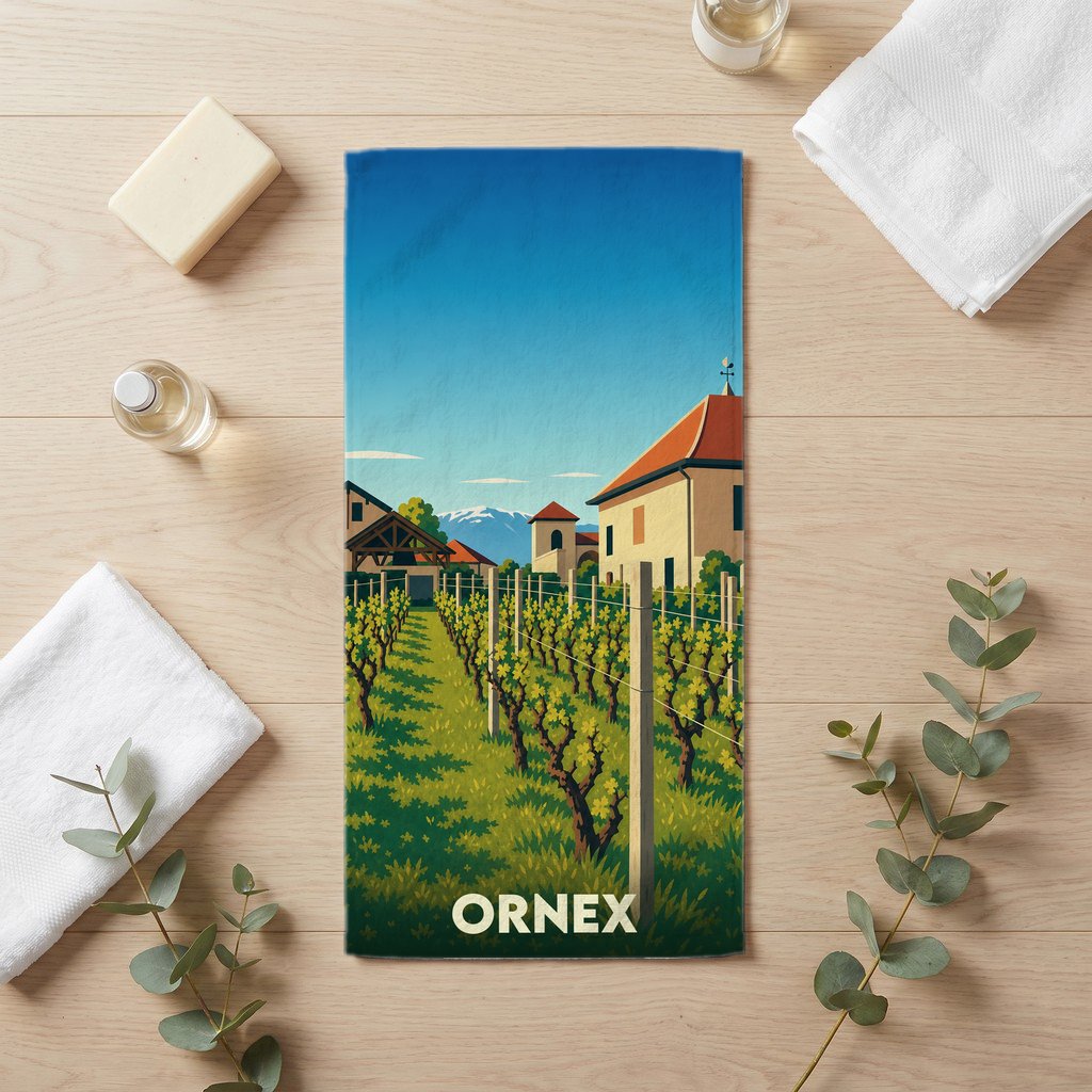 Serviette de bain 30 cm x 60 cm souvenir de Ornex