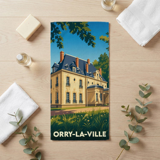 Serviette de bain 30 cm x 60 cm souvenir de Orry-la-Ville