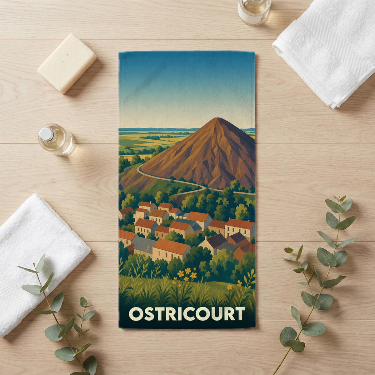 Serviette de bain 30 cm x 60 cm souvenir de Ostricourt