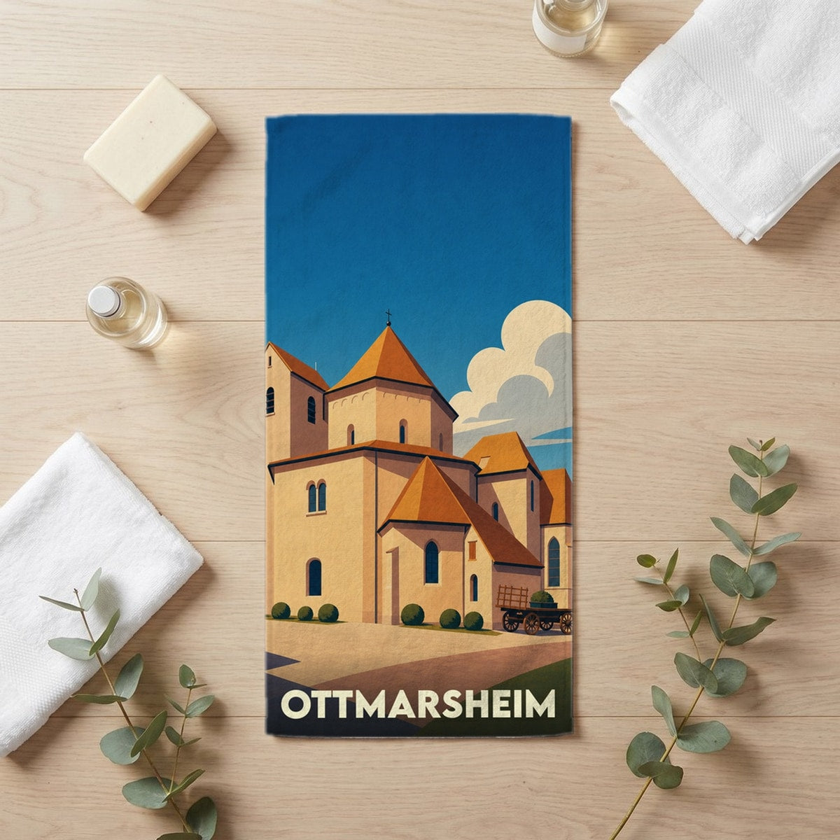Serviette de bain 30 cm x 60 cm souvenir de Ottmarsheim