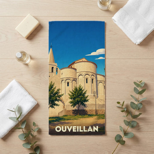 Serviette de bain 30 cm x 60 cm souvenir de Ouveillan