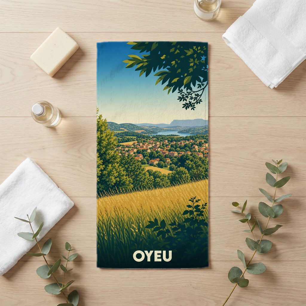 Serviette de bain 30 cm x 60 cm souvenir de Oyeu