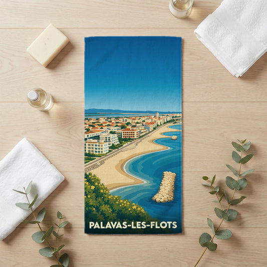 Serviette de bain 30 cm x 60 cm souvenir de Palavas-les-Flots