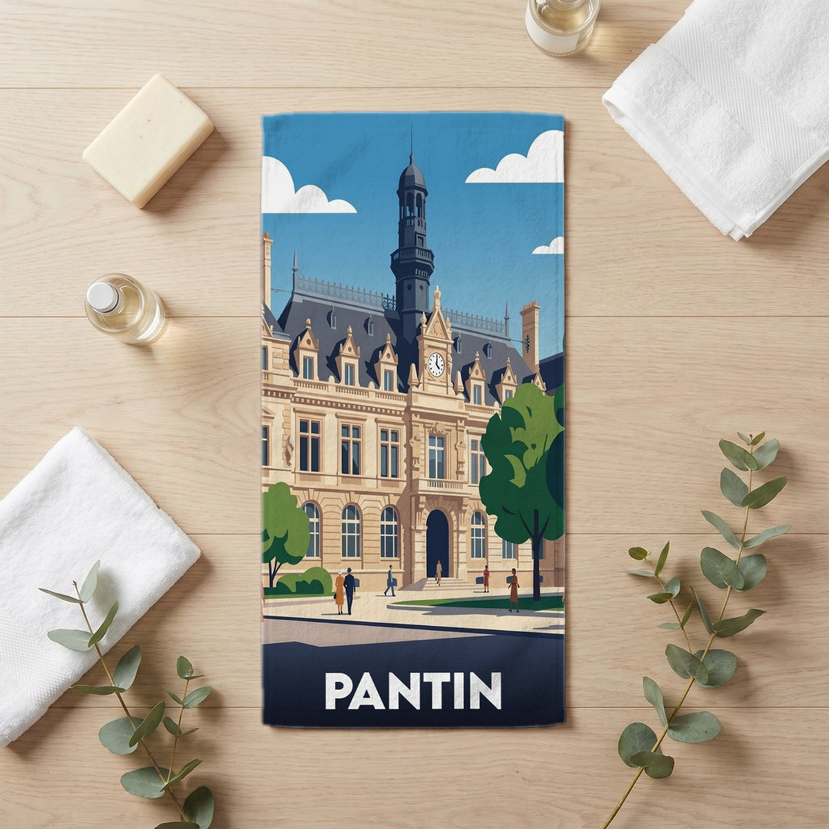 Serviette de bain 30 cm x 60 cm souvenir de Pantin