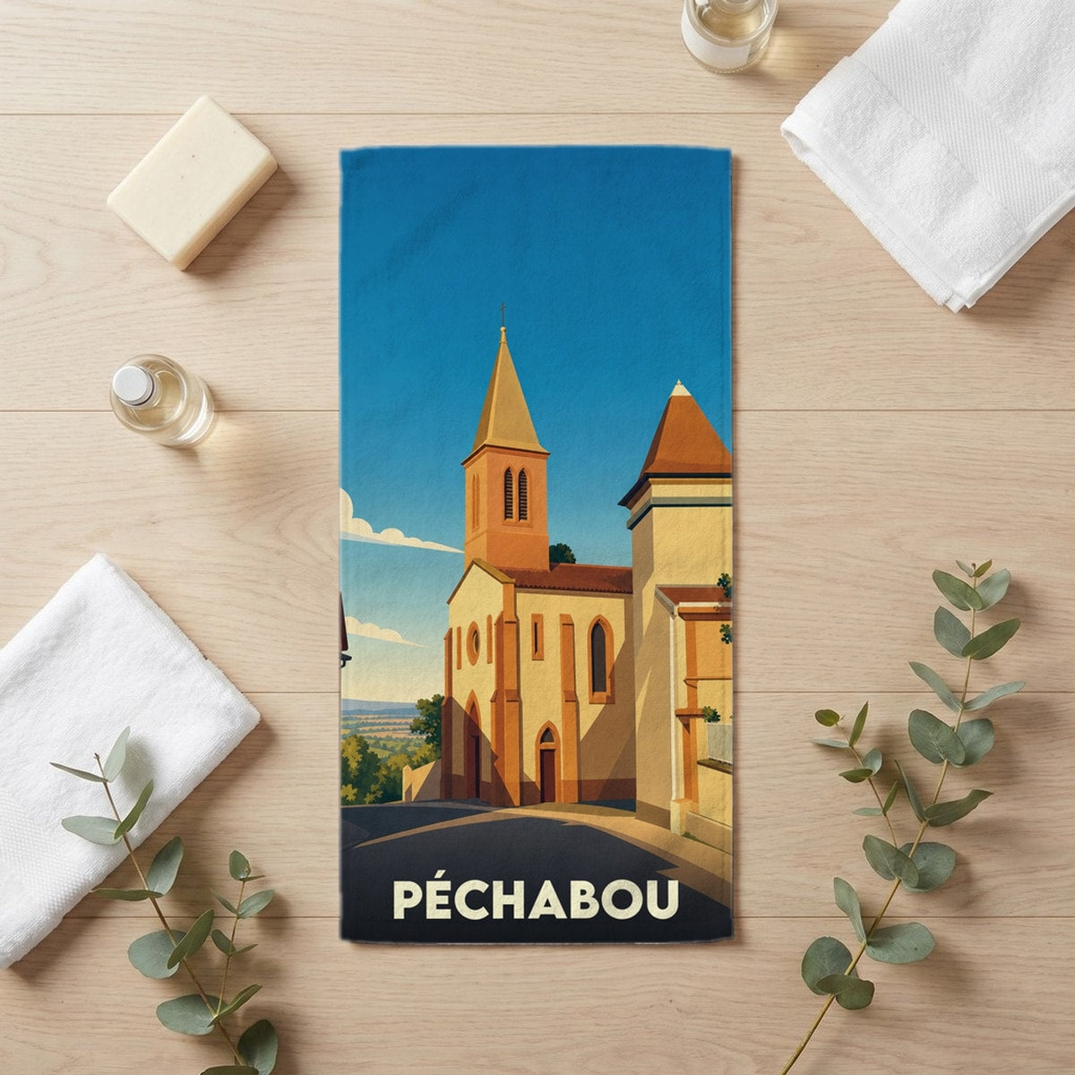 Serviette de bain 30 cm x 60 cm souvenir de Péchabou