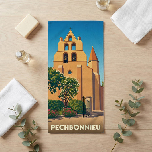 Serviette de bain 30 cm x 60 cm souvenir de Pechbonnieu