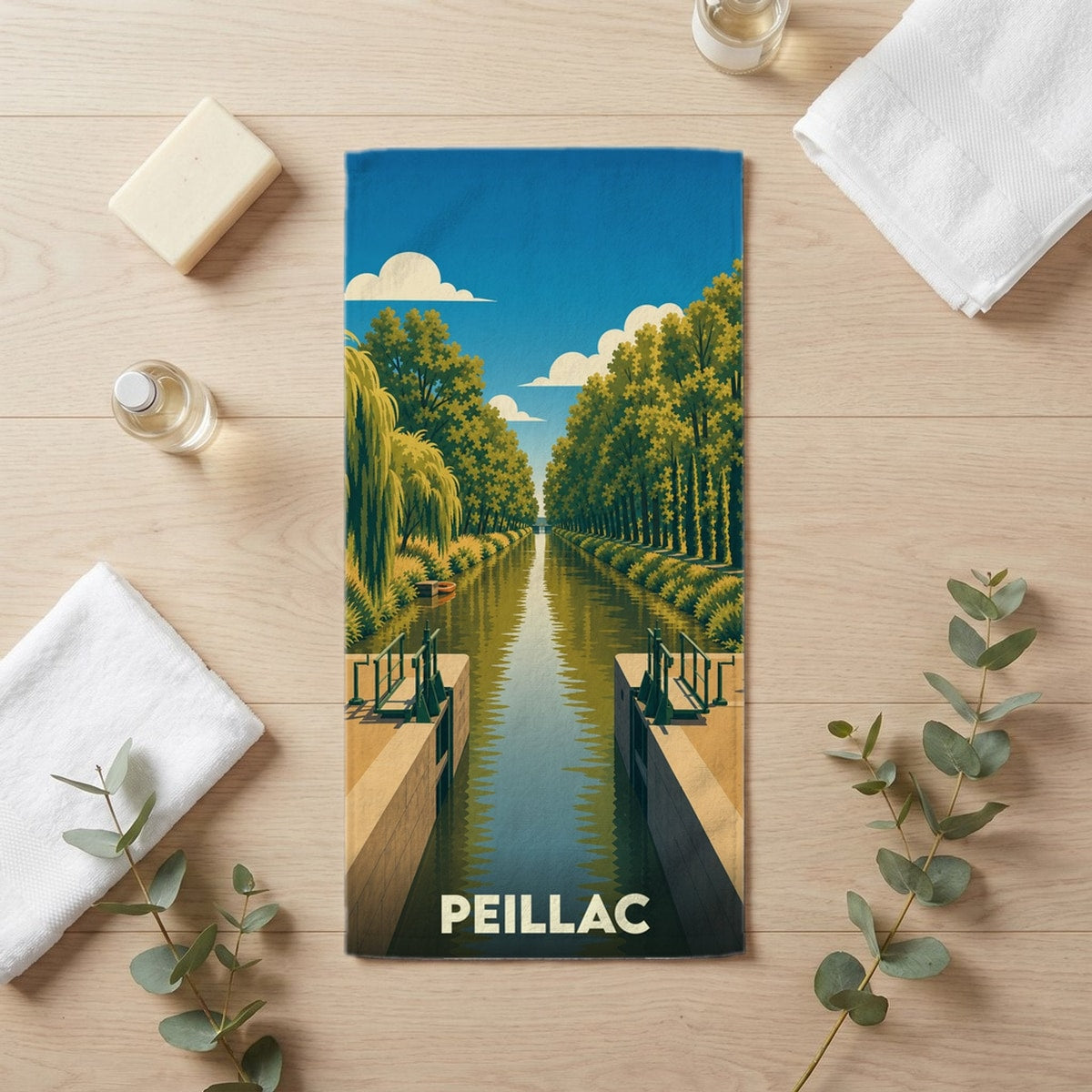 Serviette de bain 30 cm x 60 cm souvenir de Peillac