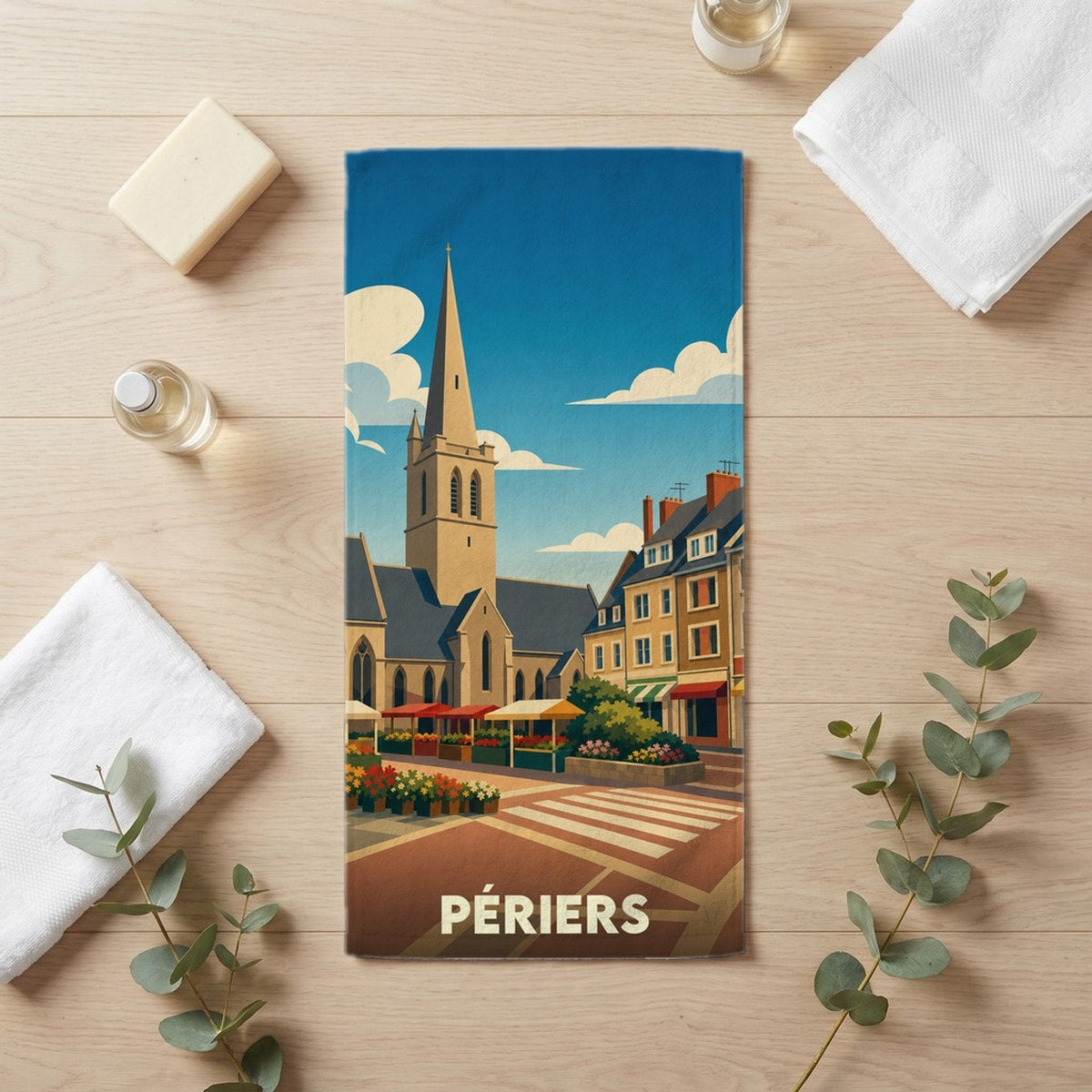 Serviette de bain 30 cm x 60 cm souvenir de Périers