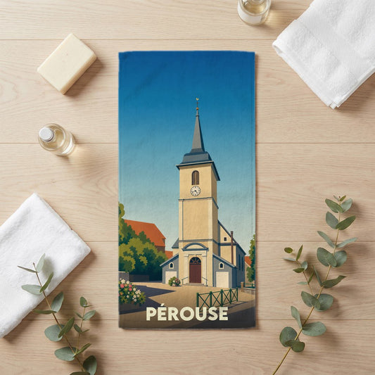 Serviette de bain 30 cm x 60 cm souvenir de Pérouse