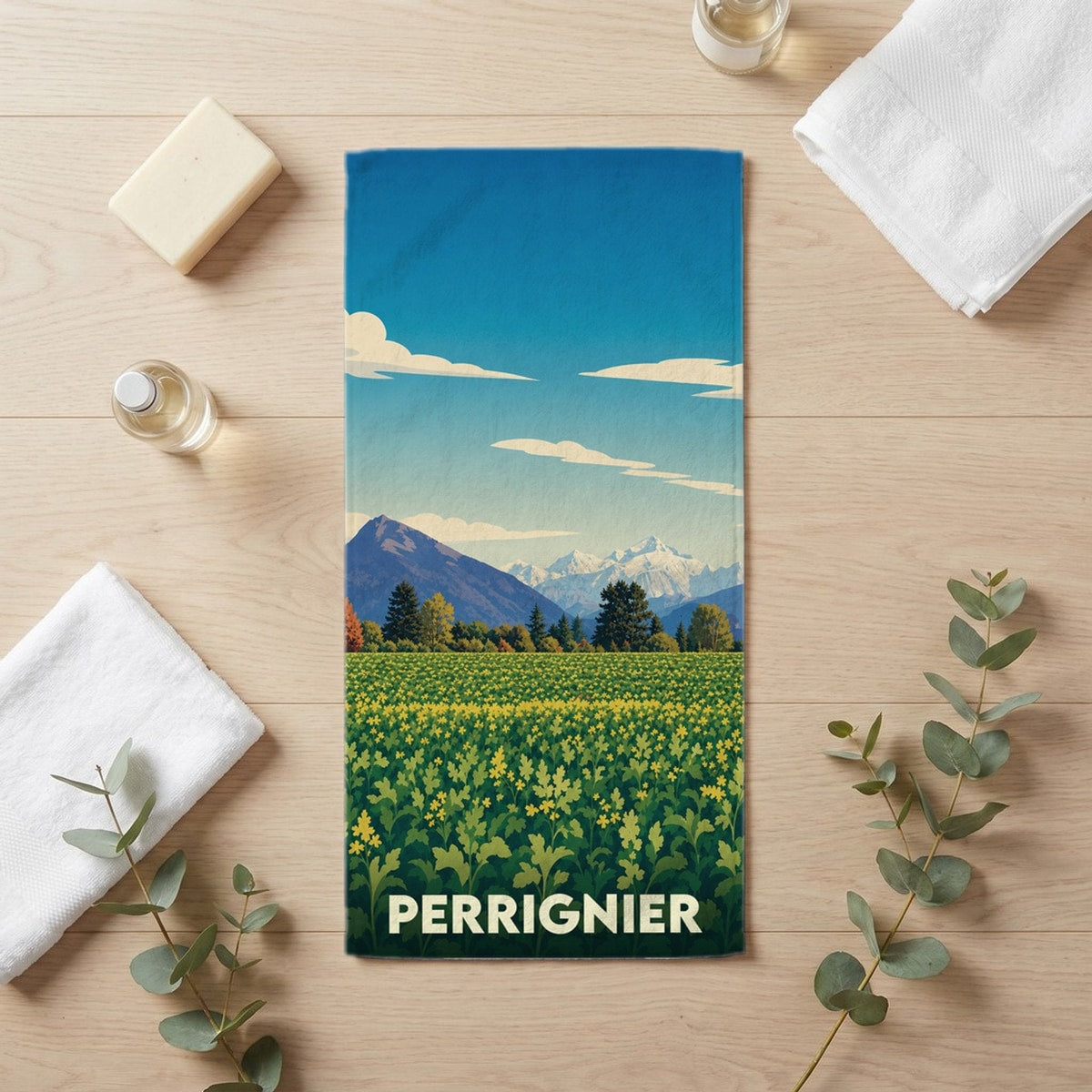 Serviette de bain 30 cm x 60 cm souvenir de Perrignier
