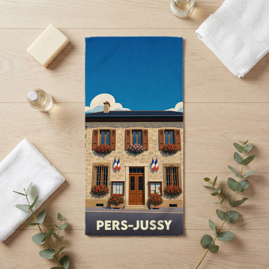 Serviette de bain 30 cm x 60 cm souvenir de Pers-Jussy