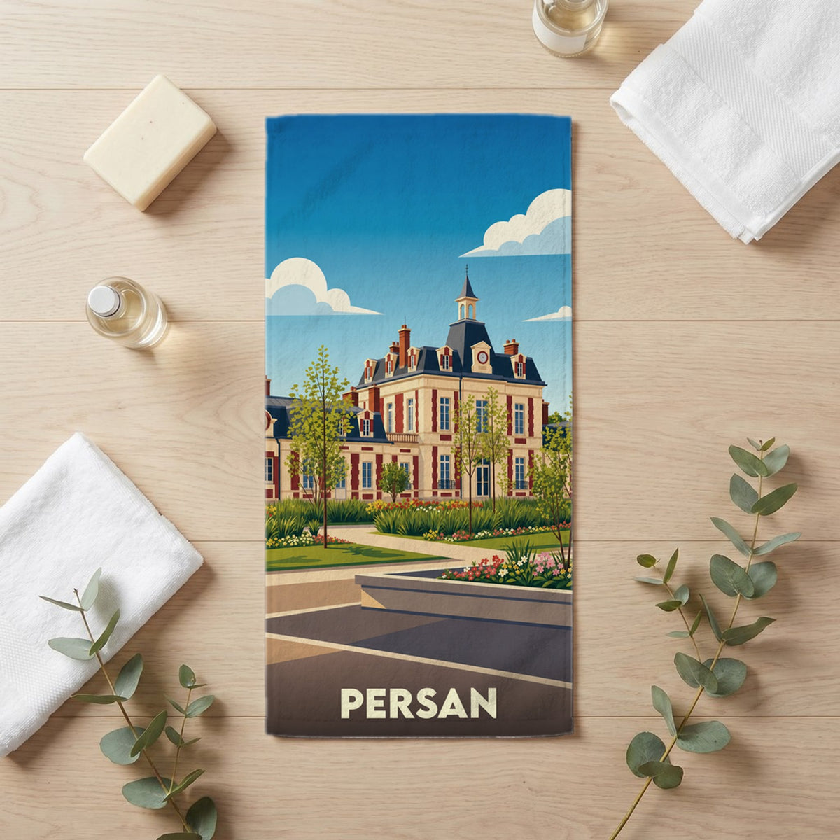 Serviette de bain 30 cm x 60 cm souvenir de Persan