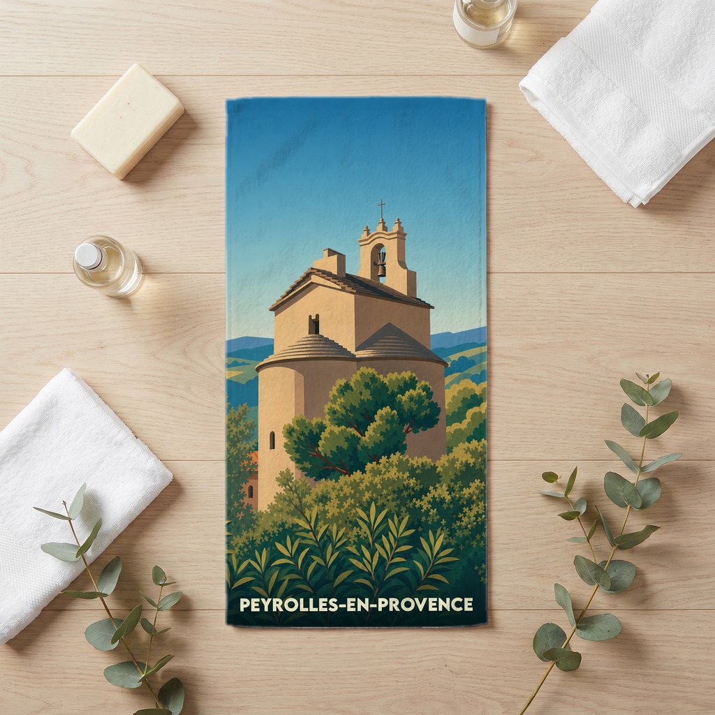 Serviette de bain 30 cm x 60 cm souvenir de Peyrolles-en-Provence