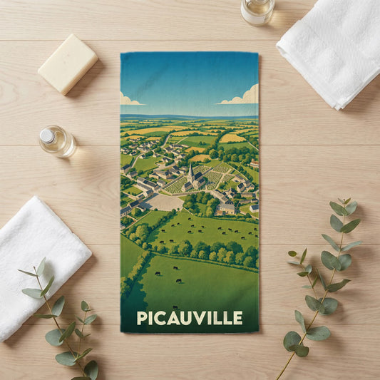 Serviette de bain 30 cm x 60 cm souvenir de Picauville