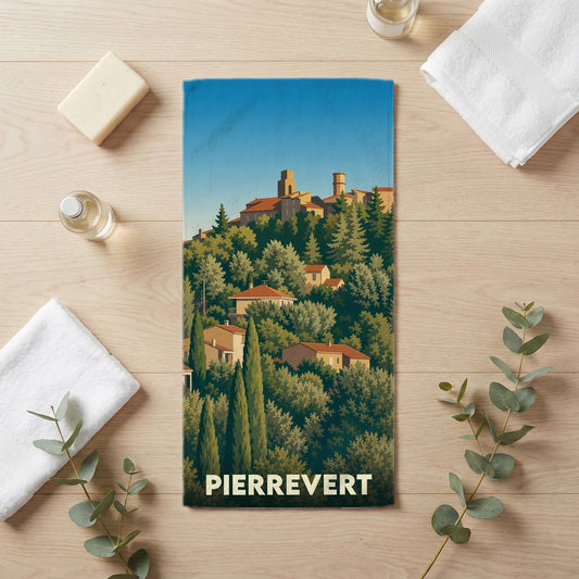 Serviette de bain 30 cm x 60 cm souvenir de Pierrevert
