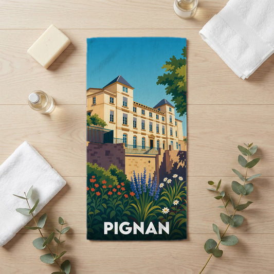 Serviette de bain 30 cm x 60 cm souvenir de Pignan