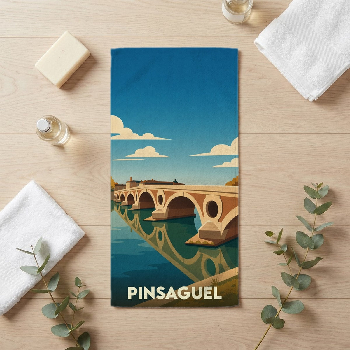 Serviette de bain 30 cm x 60 cm souvenir de Pinsaguel
