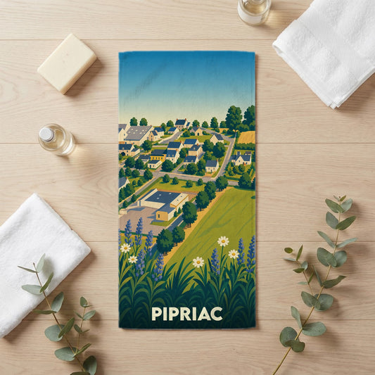 Serviette de bain 30 cm x 60 cm souvenir de Pipriac