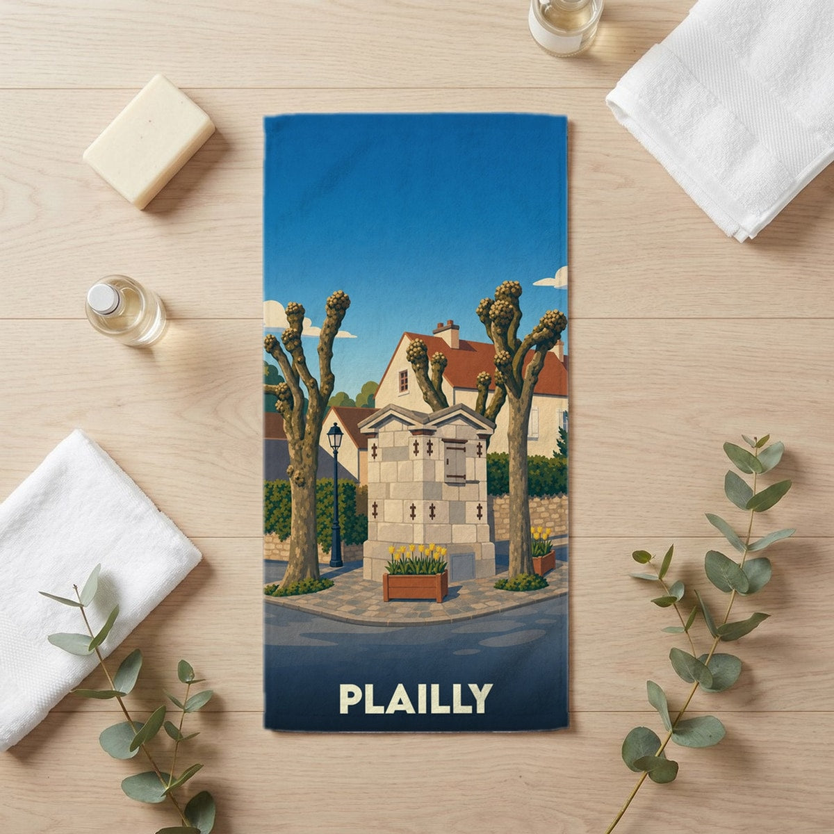 Serviette de bain 30 cm x 60 cm souvenir de Plailly