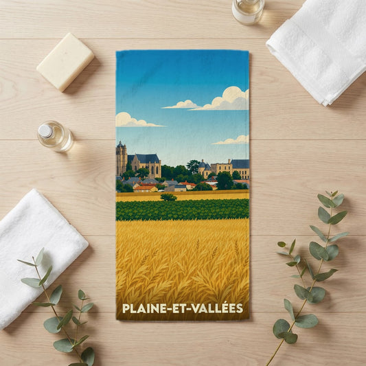 Serviette de bain 30 cm x 60 cm souvenir de Plaine-et-Vallées
