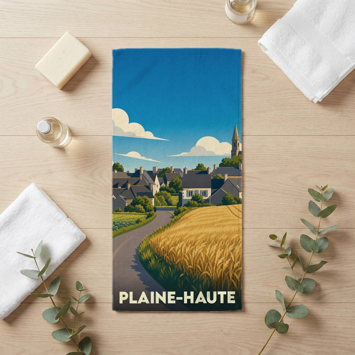 Serviette de bain 30 cm x 60 cm souvenir de Plaine-Haute