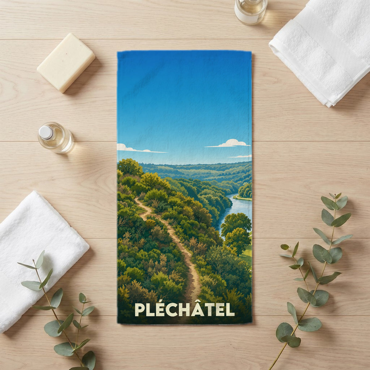 Serviette de bain 30 cm x 60 cm souvenir de Pléchâtel