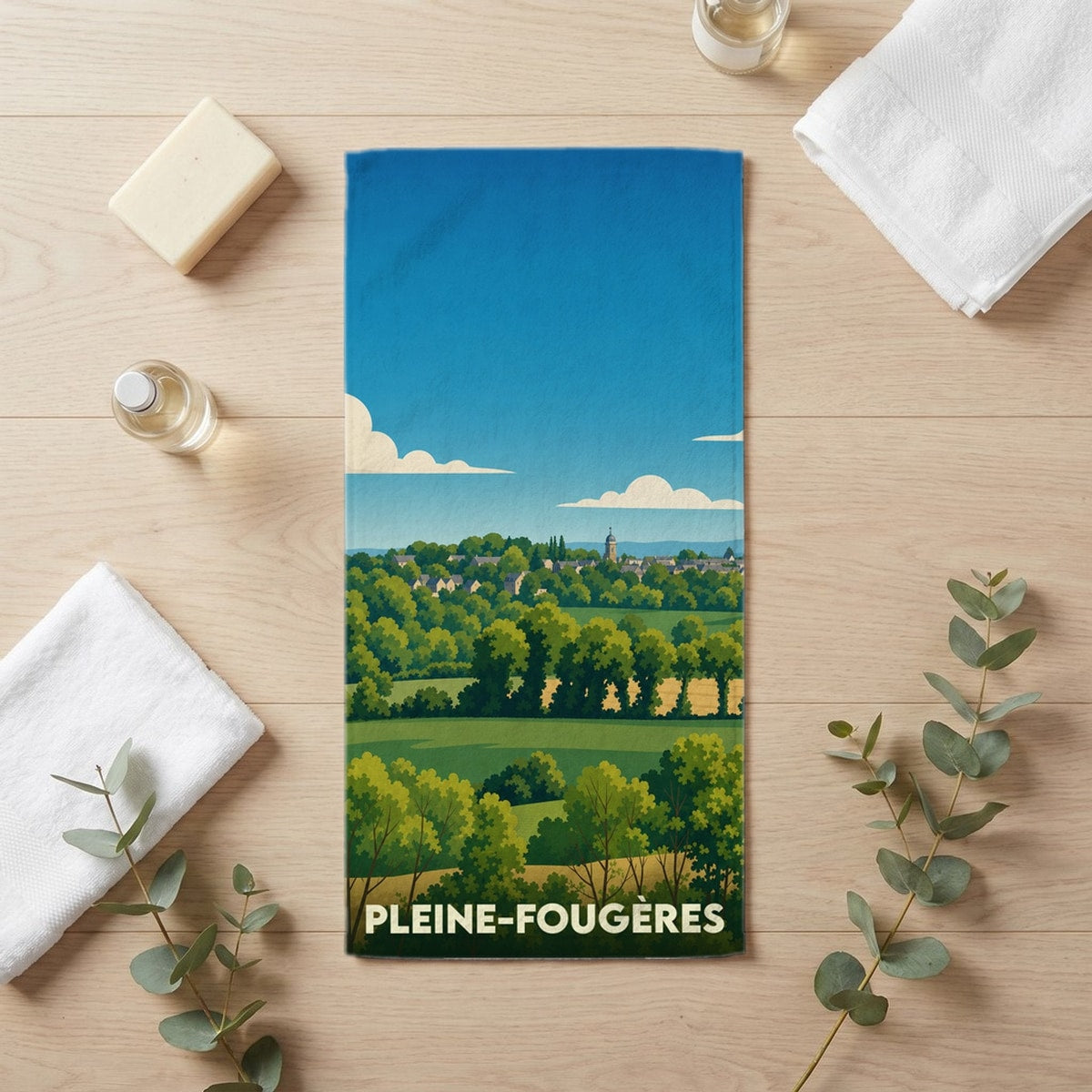 Serviette de bain 30 cm x 60 cm souvenir de Pleine-Fougères