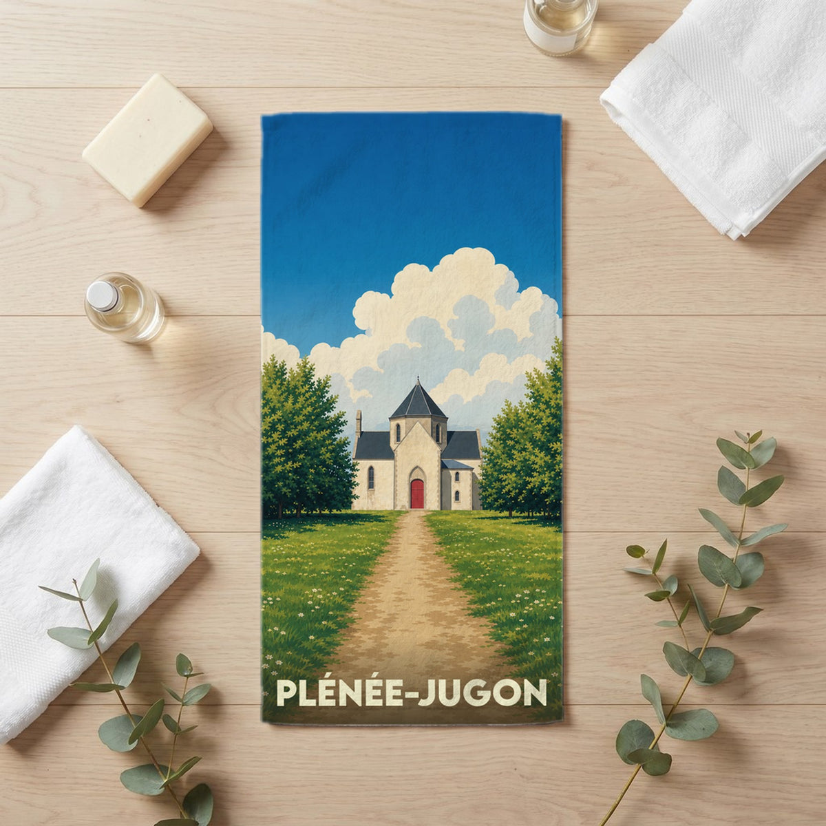 Serviette de bain 30 cm x 60 cm souvenir de Plénée-Jugon