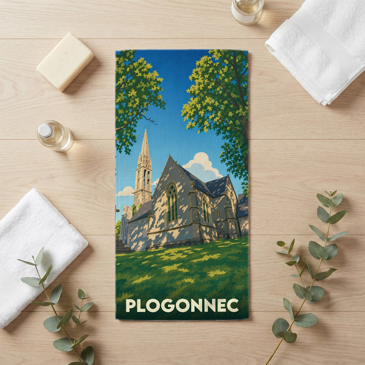 Serviette de bain 30 cm x 60 cm souvenir de Plogonnec