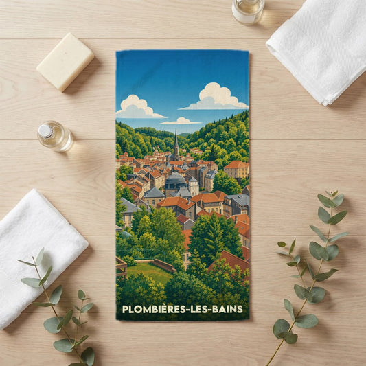 Serviette de bain 30 cm x 60 cm souvenir de Plombières-les-Bains
