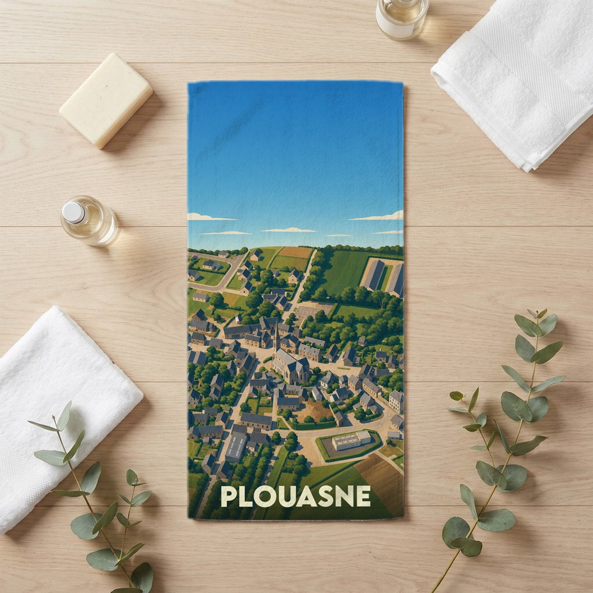 Serviette de bain 30 cm x 60 cm souvenir de Plouasne