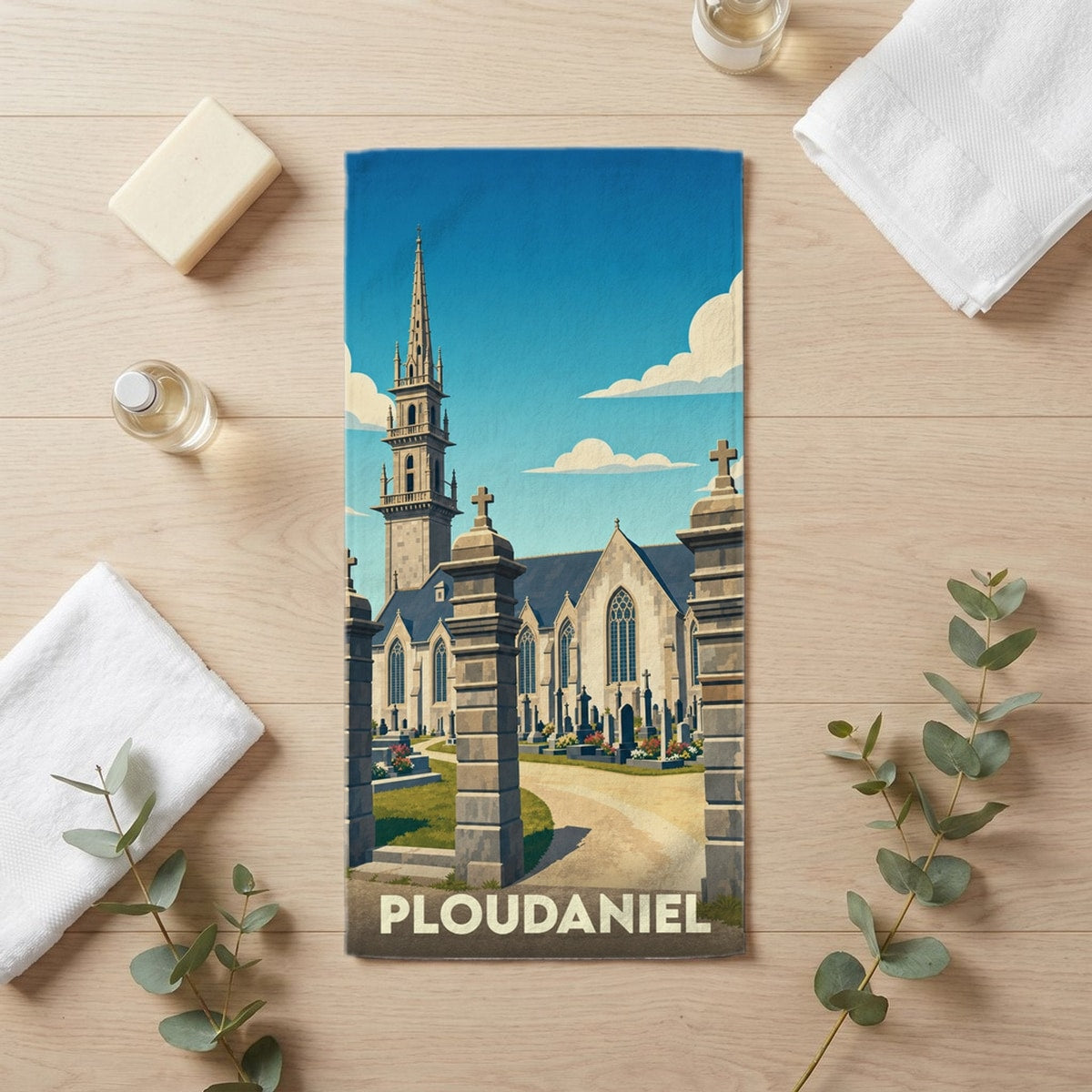 Serviette de bain 30 cm x 60 cm souvenir de Ploudaniel