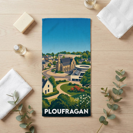 Serviette de bain 30 cm x 60 cm souvenir de Ploufragan