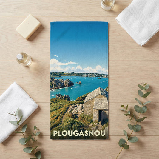 Serviette de bain 30 cm x 60 cm souvenir de Plougasnou