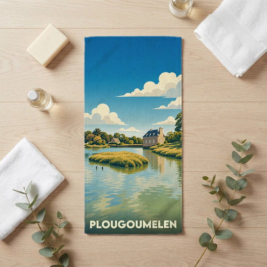 Serviette de bain 30 cm x 60 cm souvenir de Plougoumelen
