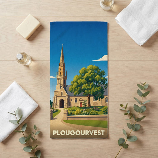 Serviette de bain 30 cm x 60 cm souvenir de Plougourvest