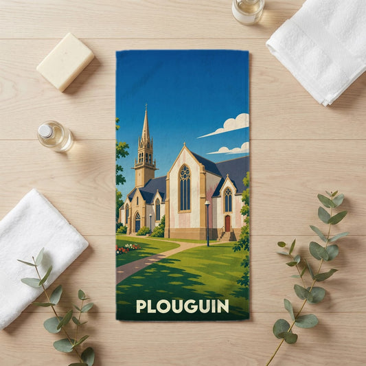 Serviette de bain 30 cm x 60 cm souvenir de Plouguin