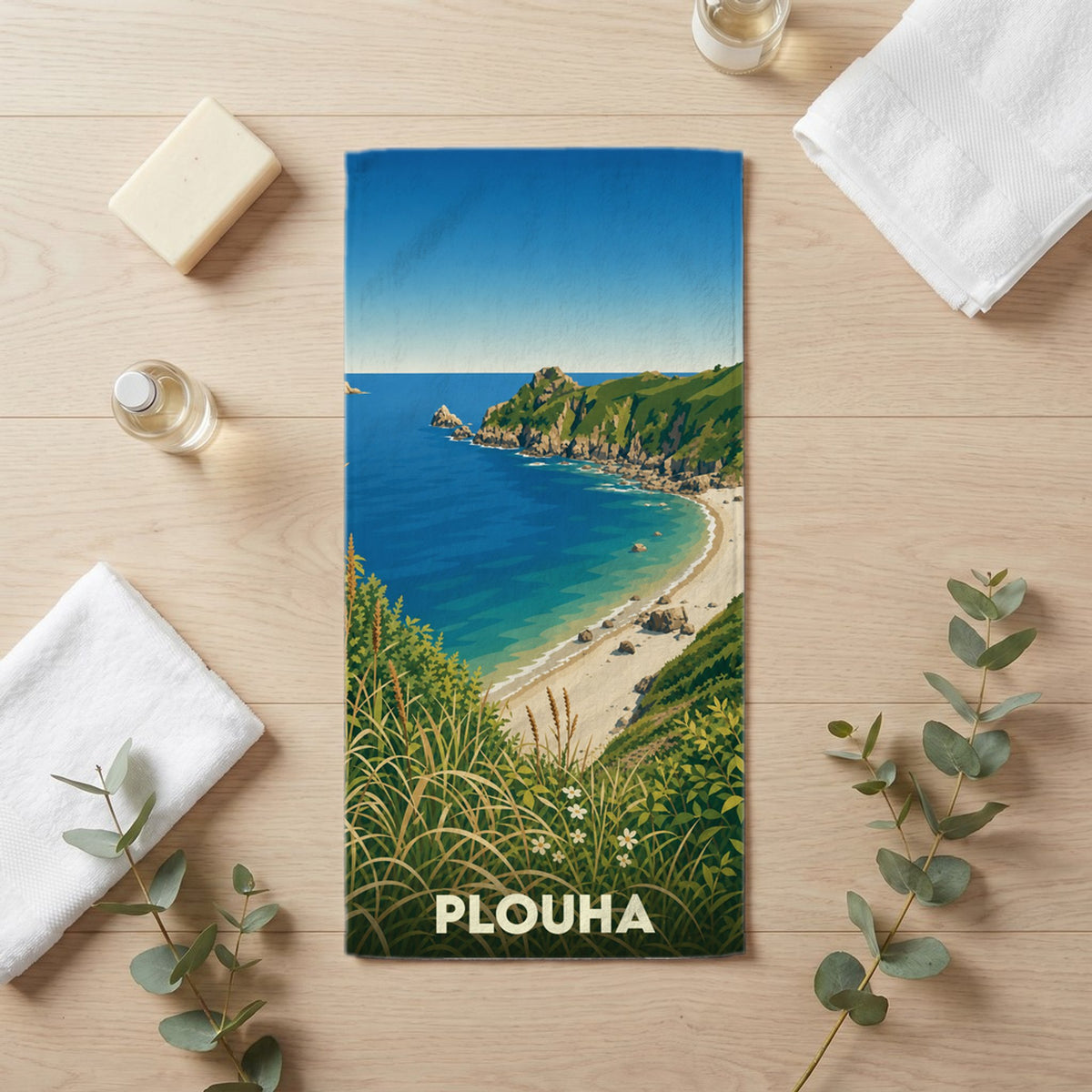 Serviette de bain 30 cm x 60 cm souvenir de Plouha