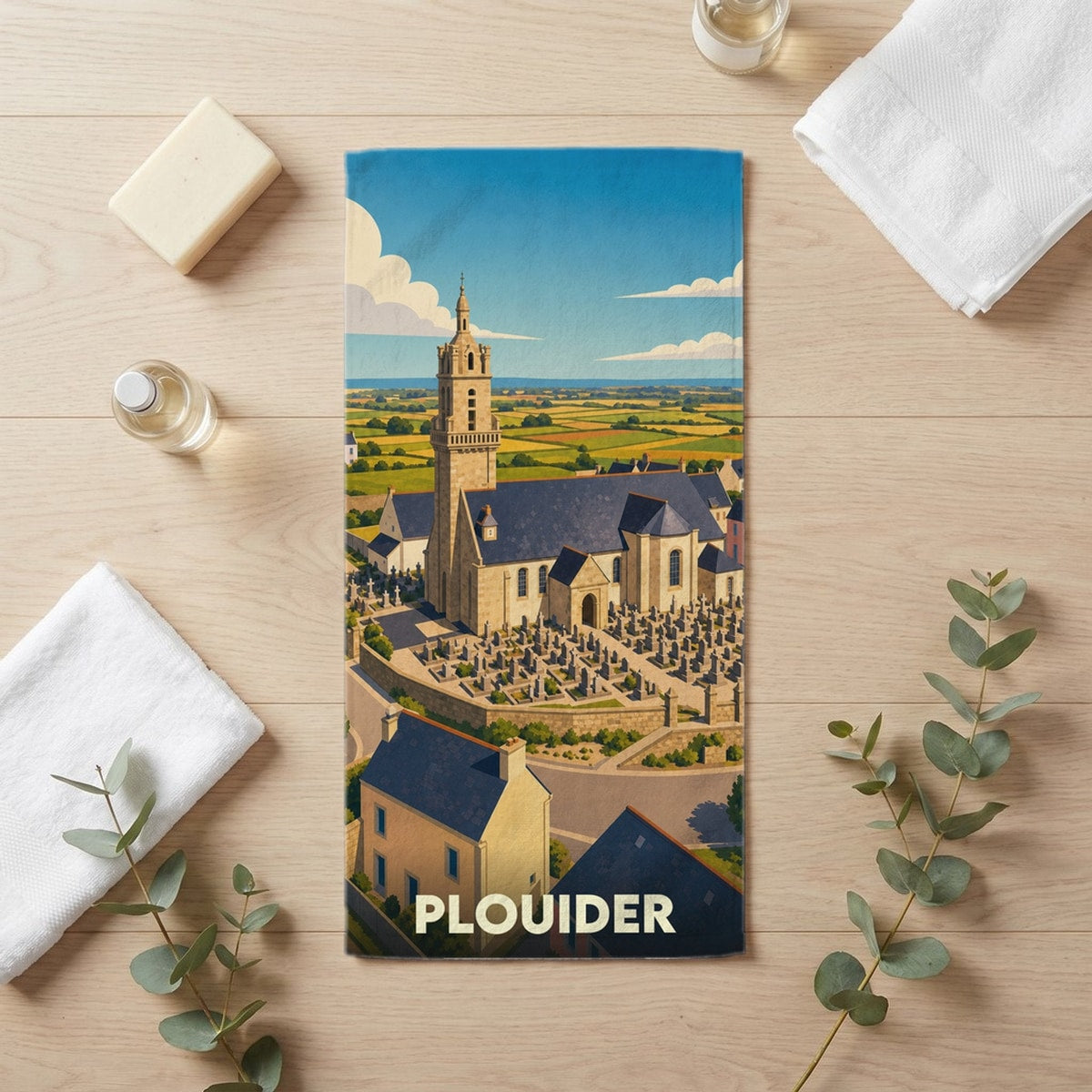 Serviette de bain 30 cm x 60 cm souvenir de Plouider