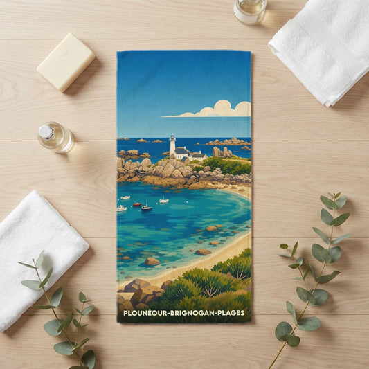 Serviette de bain 30 cm x 60 cm souvenir de Plounéour-Brignogan-plages