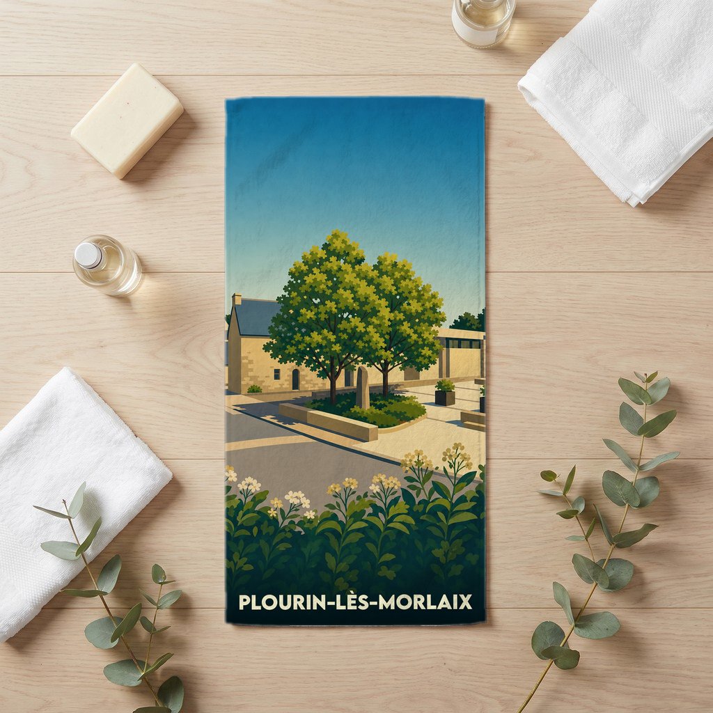 Serviette de bain 30 cm x 60 cm souvenir de Plourin-lès-Morlaix