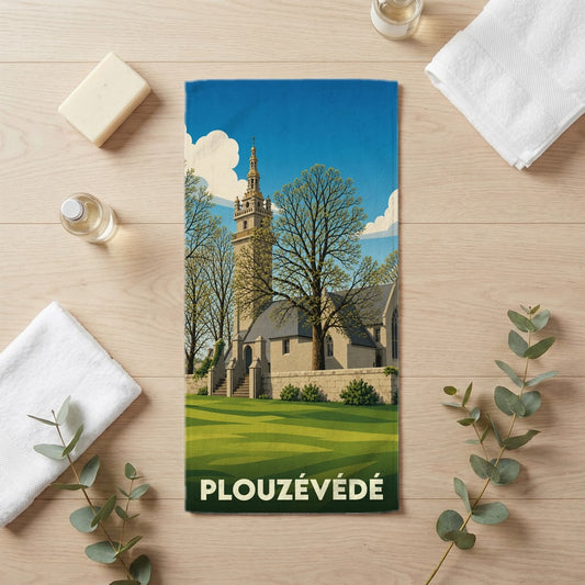 Serviette de bain 30 cm x 60 cm souvenir de Plouzévédé