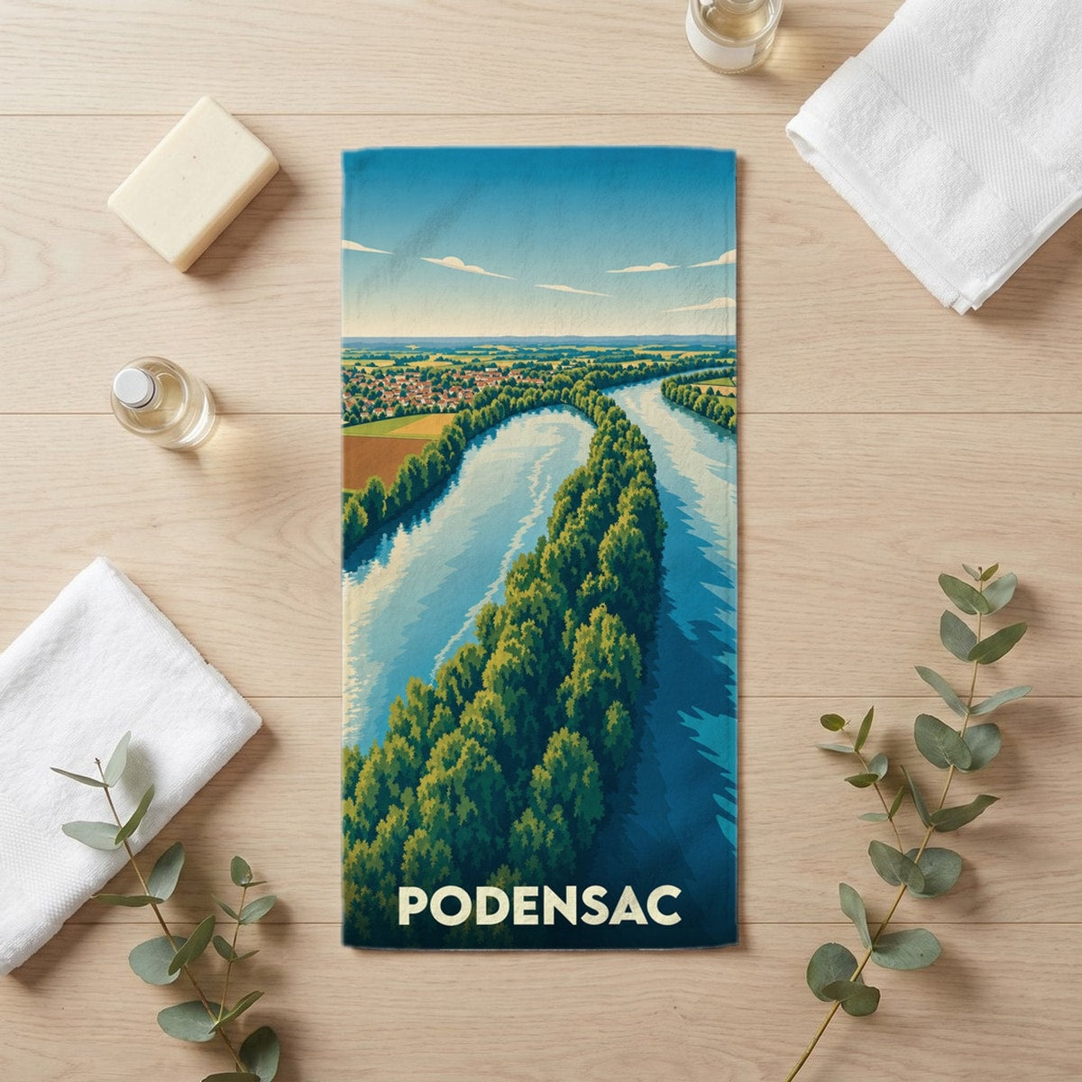 Serviette de bain 30 cm x 60 cm souvenir de Podensac