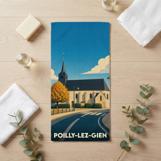 Serviette de bain 30 cm x 60 cm souvenir de Poilly-lez-Gien