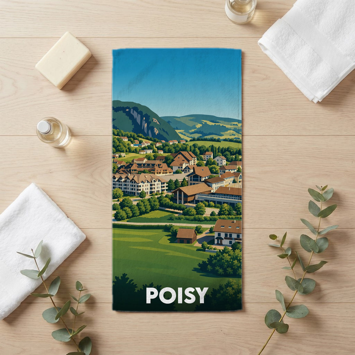 Serviette de bain 30 cm x 60 cm souvenir de Poisy