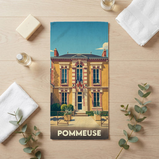 Serviette de bain 30 cm x 60 cm souvenir de Pommeuse